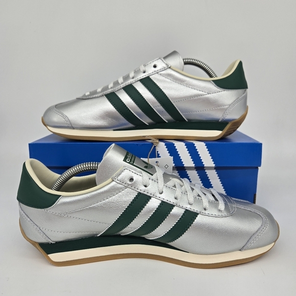 Adidas Country OG Women’s Sneakers Silver Metallic/Collegiate Green Size 7.5 New - Picture 6 of 8